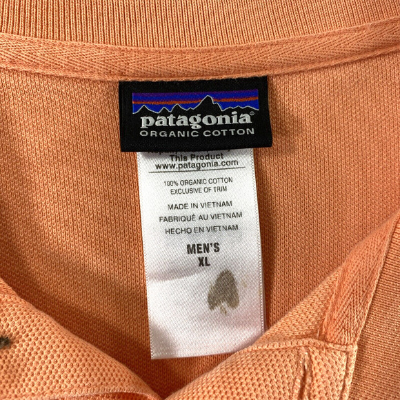 Patagonia Polo Shirt Mens XL Light‎ Orange Casual Short Sleeve Organic Cotton - Picture 3 of 11